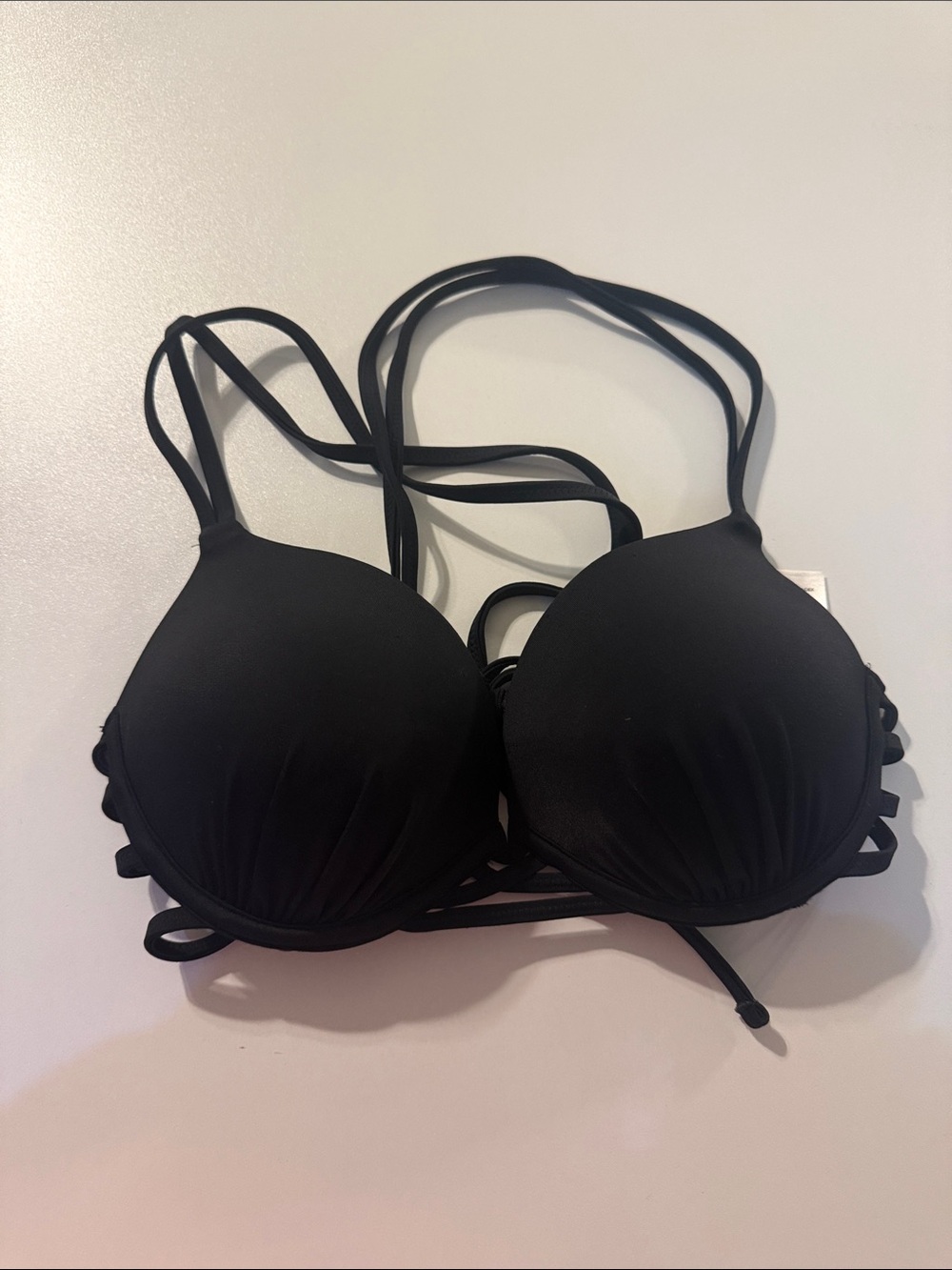 Black Strappy Push-Up Bikini with Multi-Strap Back